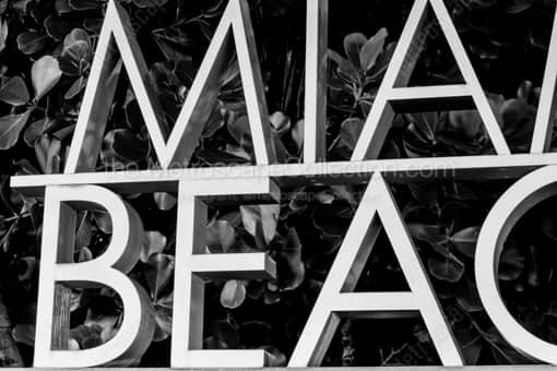 Miami Black and White Photography of A Tight Crop of the Miami Beach Welcome Sign A Tight Crop of the Miami Beach Welcome Sign -- Miami Black and White Photography