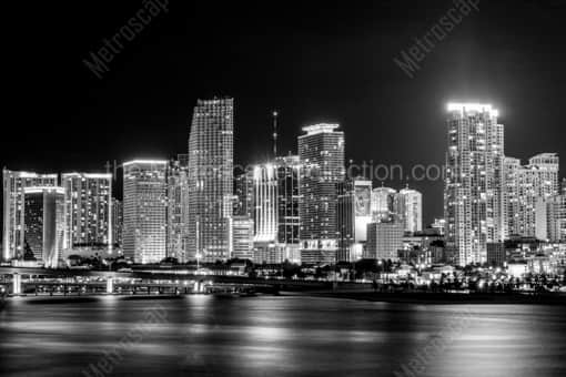 Miami at Night -- Miami Black and White Photography
