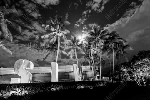 The Bayside Sign -- Miami Black and White Photography