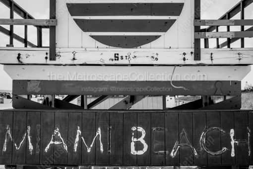 A Weathered Miami Beach Lifeguard Hut -- Miami Black and White Photography