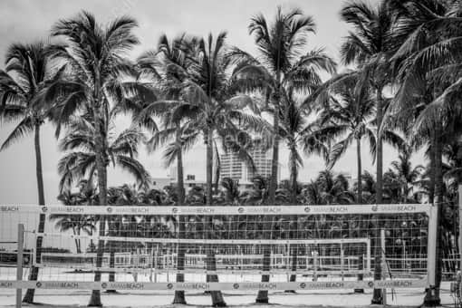 Miami Beach Volleyball Nets -- Miami Black and White Photography