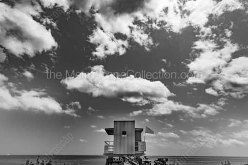Miami Beach 12th Street Lifeguard Shack -- Miami Black and White Photography