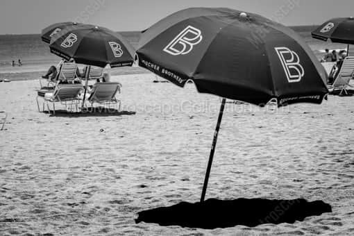A Miami Beach Umbrella -- Miami Black and White Photography