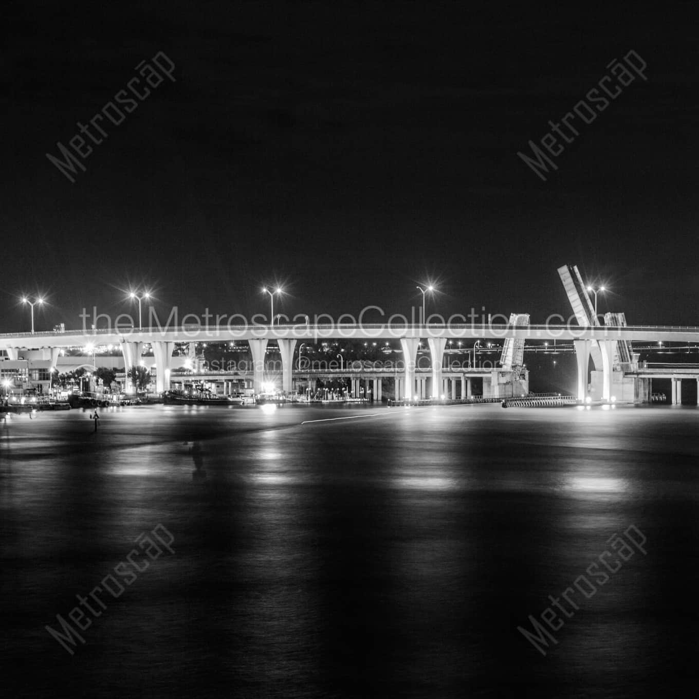 The Port Boulevard Bridge to Dodge Island landscape black and white Photography The Port Boulevard Bridge to Dodge Island landscape black and white Photography square crop