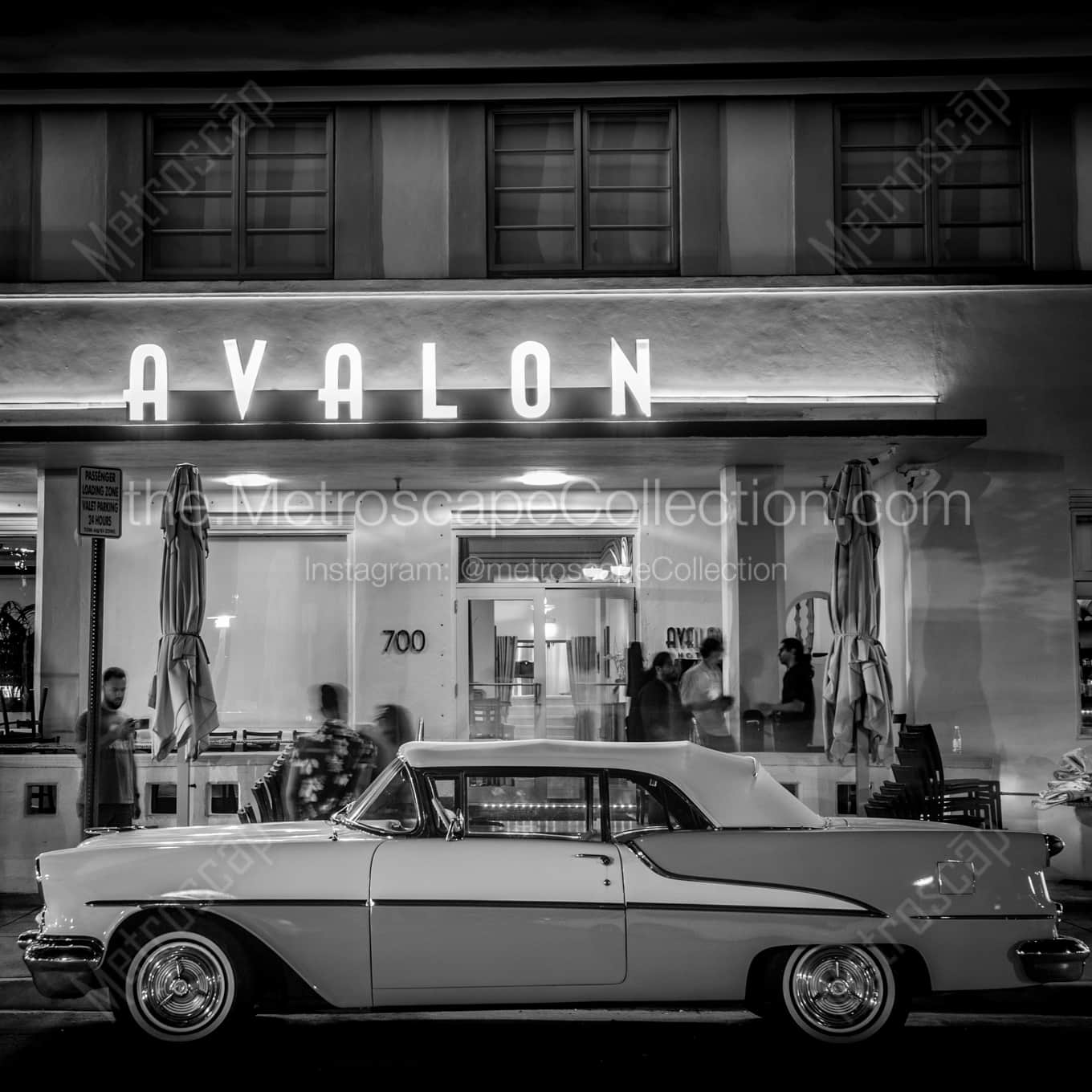The Avalon Hotel on South Miami Beach landscape black and white Photography The Avalon Hotel on South Miami Beach landscape black and white Photography square crop