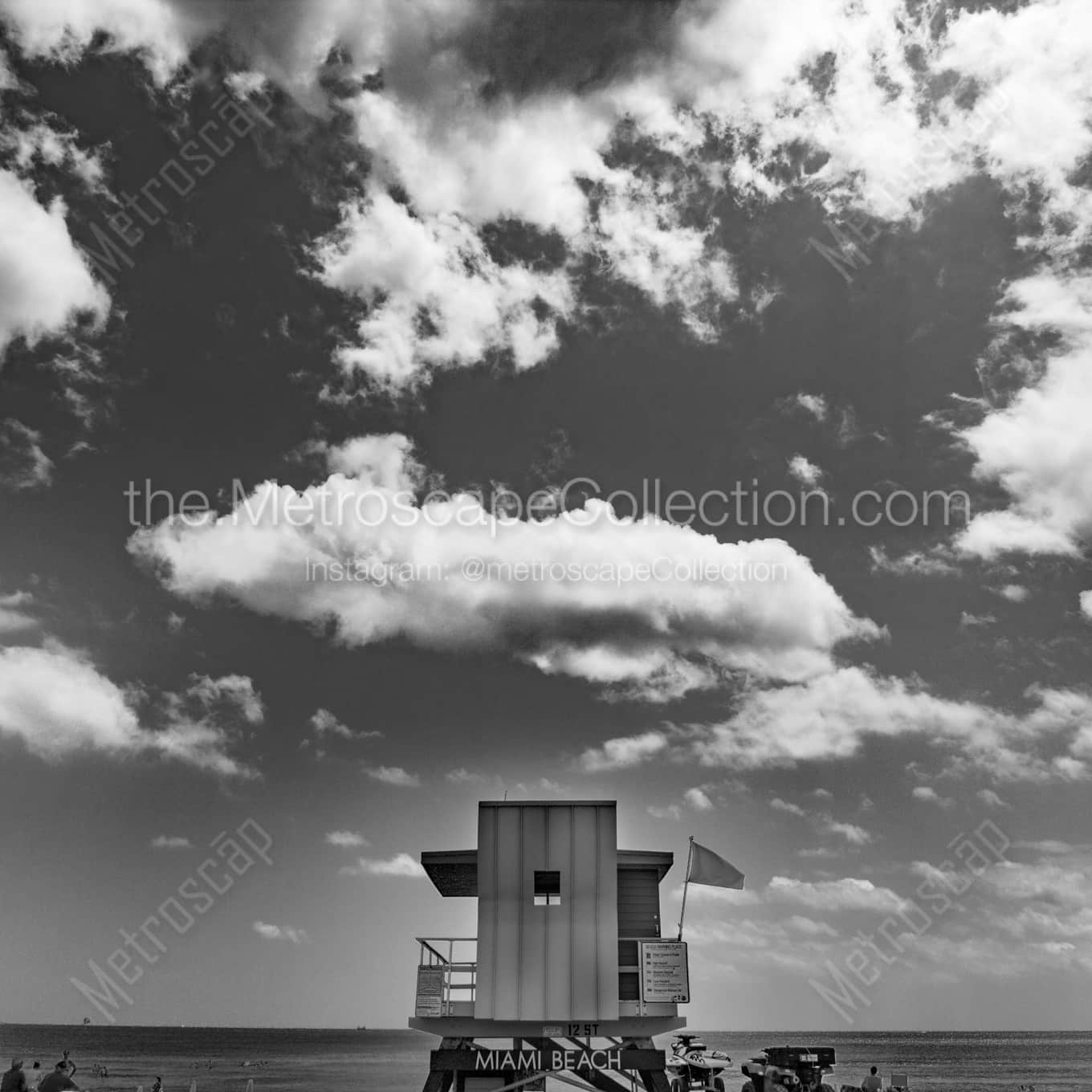 Miami Beach 12th Street Lifeguard Shack landscape black and white Photography Miami Beach 12th Street Lifeguard Shack landscape black and white Photography square crop