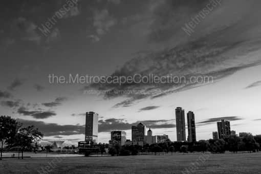 The Milwaukee Skyline from Veterans Park -- Milwaukee Black and White Photos