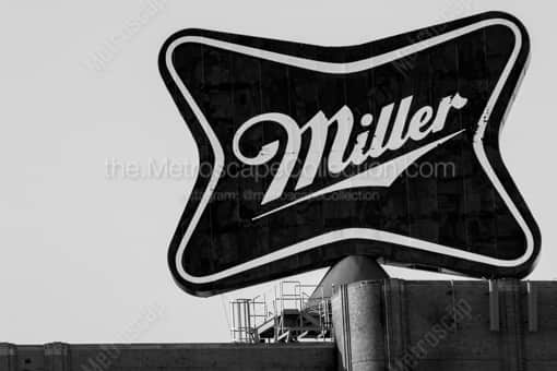 The Miller Brewery Sign -- Milwaukee Black and White Photos