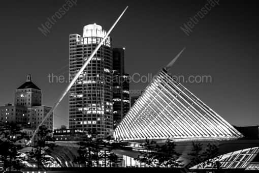 The Closed Wings of the Milwaukee Art Museum -- Milwaukee Black and White Photos