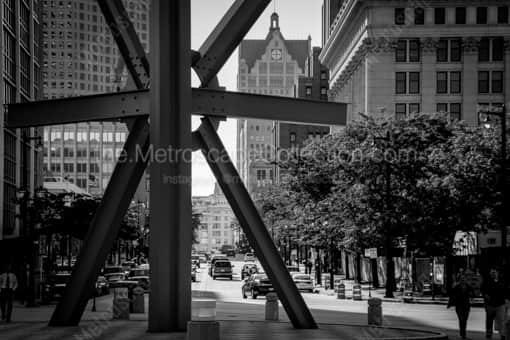 The Orange Sculpture and Downtown Milwaukee -- Milwaukee Black and White Photos
