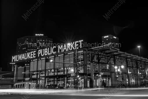 Milwaukee Public Market at Night -- Milwaukee Black and White Photos