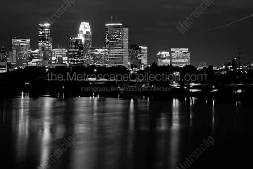 The Minneapolis Skyline at Night -- Minneapolis Black and White Photos