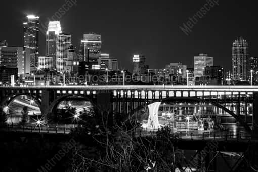 Minneapolis Black and White Photography of The Minneapolis Skyline from East River Parkway The Minneapolis Skyline from East River Parkway -- Minneapolis Black and White Photography