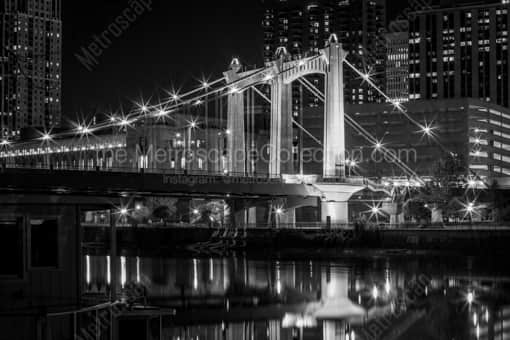 The Hennepin Avenue Bridge at Night -- Minneapolis Black and White Photos