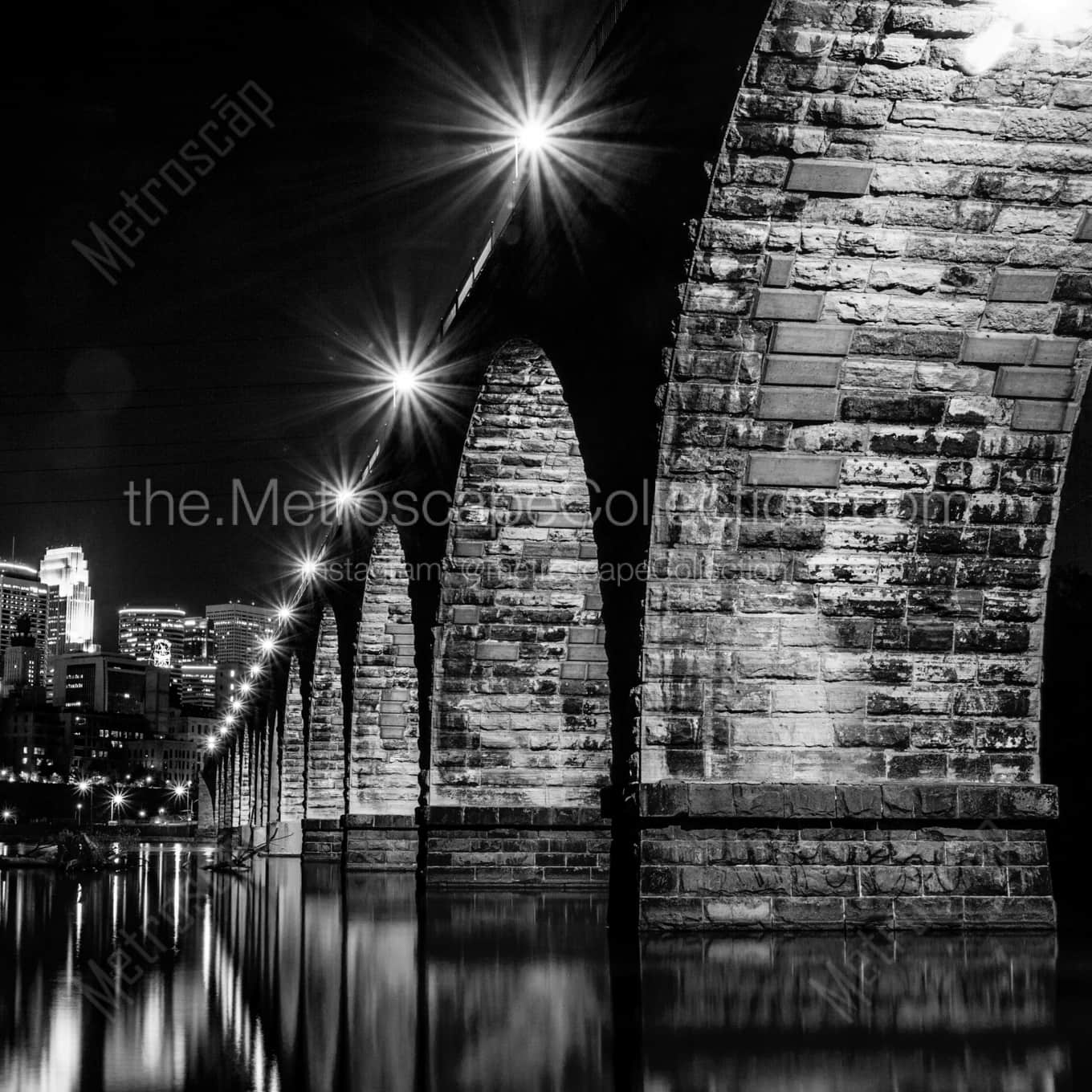 The Stone Arch Bridge at Night landscape black and white Photography The Stone Arch Bridge at Night landscape black and white Photography square crop