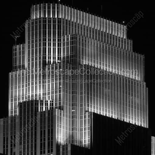 Matte Black WOOD Framed Black and White Minneapolis Photograph: The Top of the Wells Fargo Center in a Square Matte Black Wood Frame