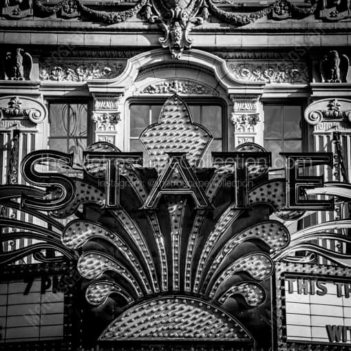 Matte Black WOOD Framed Black and White Minneapolis Photograph: The State Theater in Minneapolis in a Square Matte Black Wood Frame