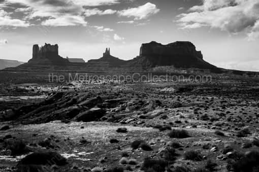 The Sandstone Mittens of Monument Valley -- Monument Valley Black and White Photography