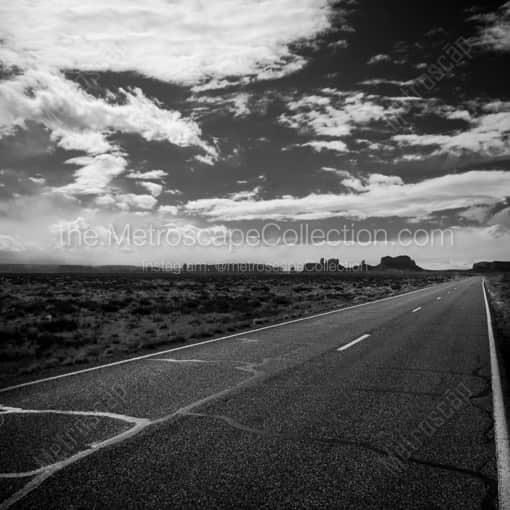 Matte Black WOOD Framed Black and White Monument Valley Photograph: US Route 163 in Monument Valley Utah in a Square Matte Black Wood Frame