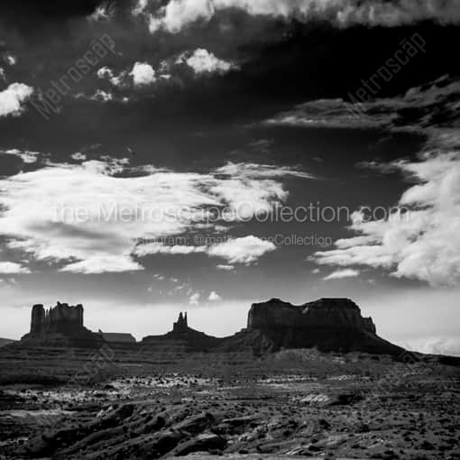 Matte Black WOOD Framed Black and White Monument Valley Photograph: Monument Valley Utah in a Square Matte Black Wood Frame
