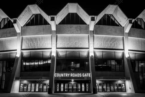 WVU Coliseum Country Roads Gate -- Morgantown WV Black and White Photos
