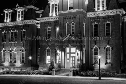 Woodburn Hall at Night -- Morgantown WV Black and White Photos