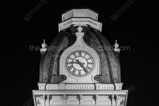 Woodburn Hall Clock Tower at Night -- Morgantown WV Black and White Photos