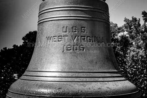 USS West Virginia Memorial Bell -- Morgantown WV Black and White Photos