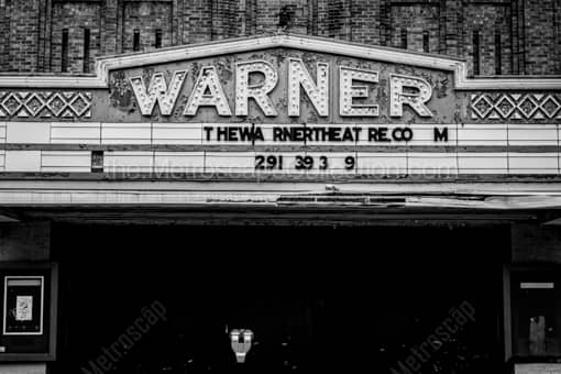 Warner Theater Sign -- Morgantown WV Black and White Photos