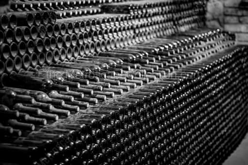 Wine Bottles on top of Wine Bottles -- Napa-Valley Black and White Photos