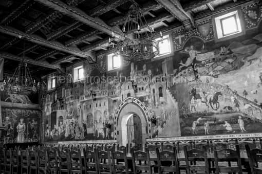 Napa-Valley Black and White Photography of The Banquet Hall inside the Castello di Amorosa Winery The Banquet Hall inside the Castello di Amorosa Winery -- Napa-Valley Black and White Photography