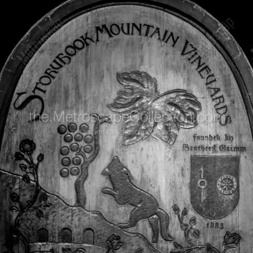 Matte Black WOOD Framed Black and White Napa-Valley Photograph: The Storybook Mountain Winery in a Square Matte Black Wood Frame