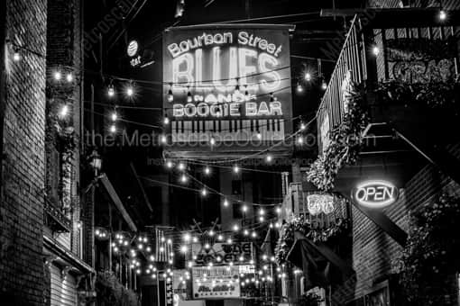 Nashville Black and White Photography of Printers Alley and the Bourbon Street Blues Boogie Bar Printers Alley and the Bourbon Street Blues Boogie Bar -- Nashville Black and White Photography