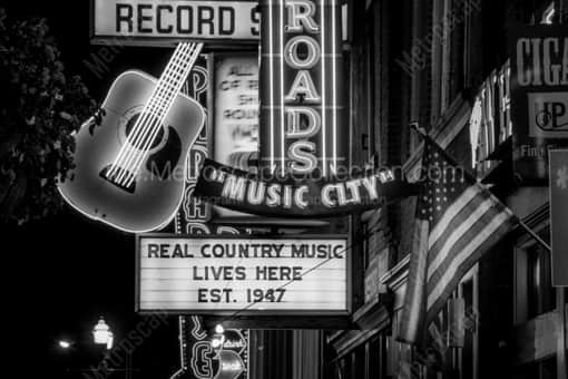 Real Country Music Live Here in Merica -- Nashville Black and White Photos