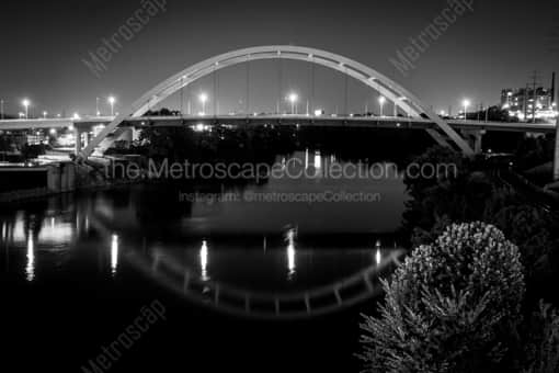 Nashville Black and White Photography of The Korean Veterans Bridge over the Cumberland River The Korean Veterans Bridge over the Cumberland River -- Nashville Black and White Photography