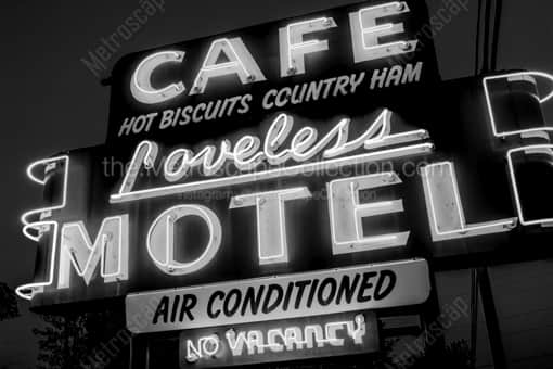 The Loveless Cafe Sign. -- Nashville Black and White Photos