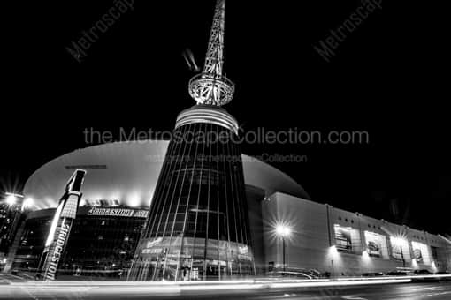 Bridgestone Arena at Night -- Nashville Black and White Photos