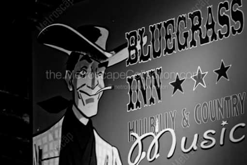 The Bluegrass Inn Sign -- Nashville Black and White Photos