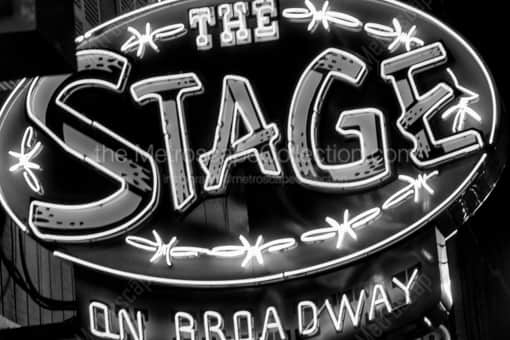 The Neon Sign of The Stage on Broadway -- Nashville Black and White Photos