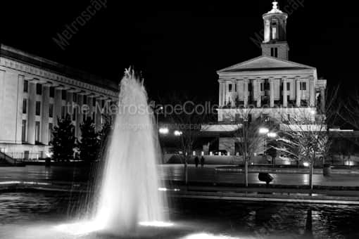Nashville Black and White Photography of The Tennessee State Capitol and Victory Park The Tennessee State Capitol and Victory Park -- Nashville Black and White Photography