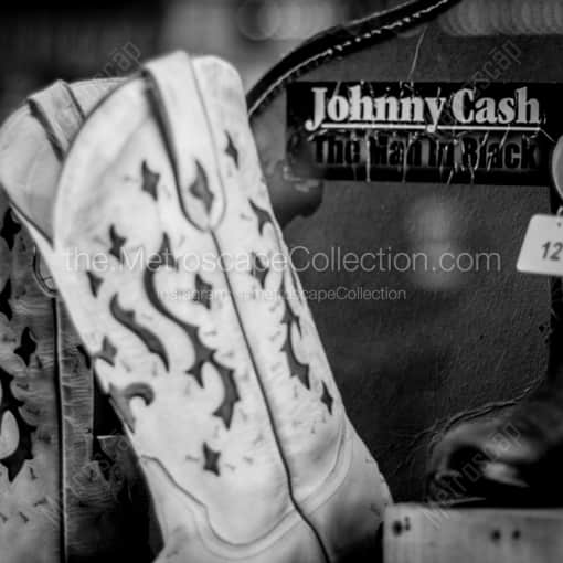 Matte Black WOOD Framed Black and White Nashville Photograph: Johnny Cash the Man in Black in a Square Matte Black Wood Frame
