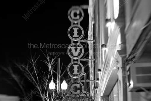 Civic Theater Sign -- New Orleans Black and White Photography