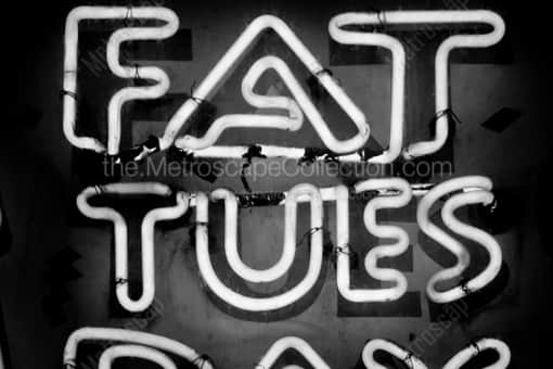 Fat Tuesday Sign -- New Orleans Black and White Photography