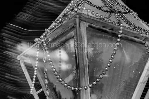 New Orleans Black and White Photography of Beads on a Lamp Post in the French Quarter Beads on a Lamp Post in the French Quarter -- New Orleans Black and White Photography