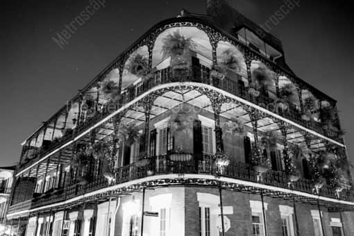 Dumaine Street at Night -- New Orleans Black and White Photography
