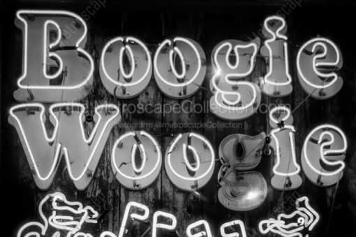 The Boogie Woogie Neon Sign -- New Orleans Black and White Photography