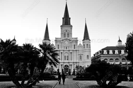 St Louis Cathedral Nola Jackson Square -- New Orleans Black and White Photography