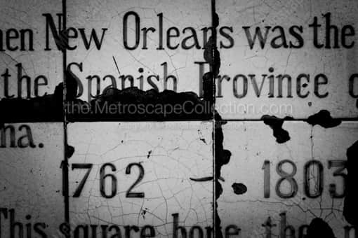 A Jackson Square Historical Tile -- New Orleans Black and White Photography
