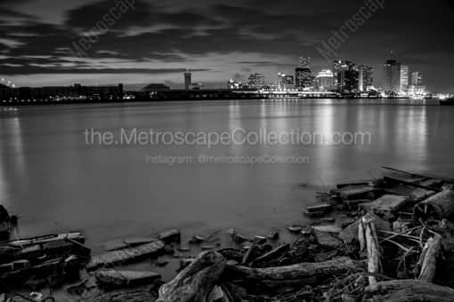 New Orleans Black and White Photography of The New Orleans Skyline from the Westbank The New Orleans Skyline from the Westbank -- New Orleans Black and White Photography