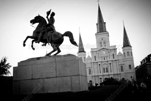 Jackson Square and St Louis Cathedral -- New Orleans Black and White Photography
